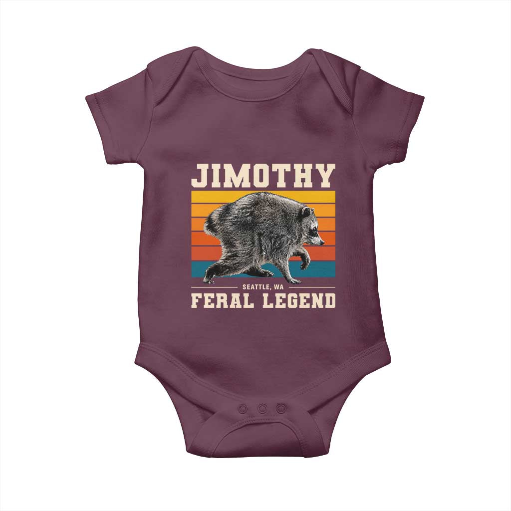 Jimothy from Seattle WA Feral Legend Raccoon Baby Onesie Viral Trash Panda Retro Sunset Strip Graphic