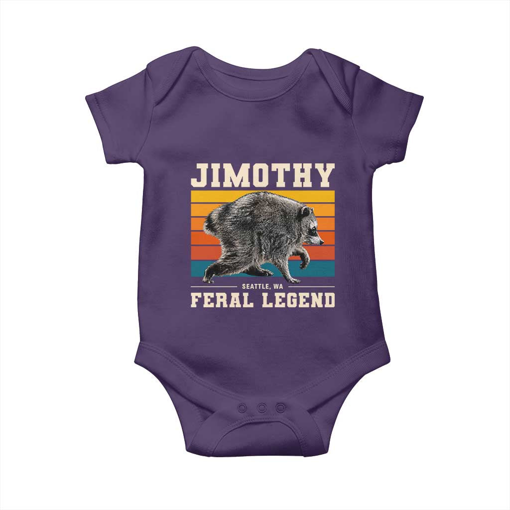 Jimothy from Seattle WA Feral Legend Raccoon Baby Onesie Viral Trash Panda Retro Sunset Strip Graphic