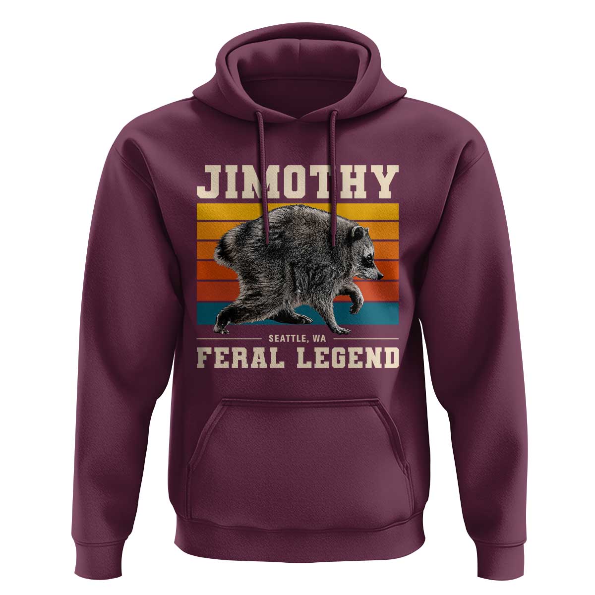Jimothy from Seattle WA Feral Legend Raccoon Hoodie Viral Trash Panda Retro Sunset Strip Graphic