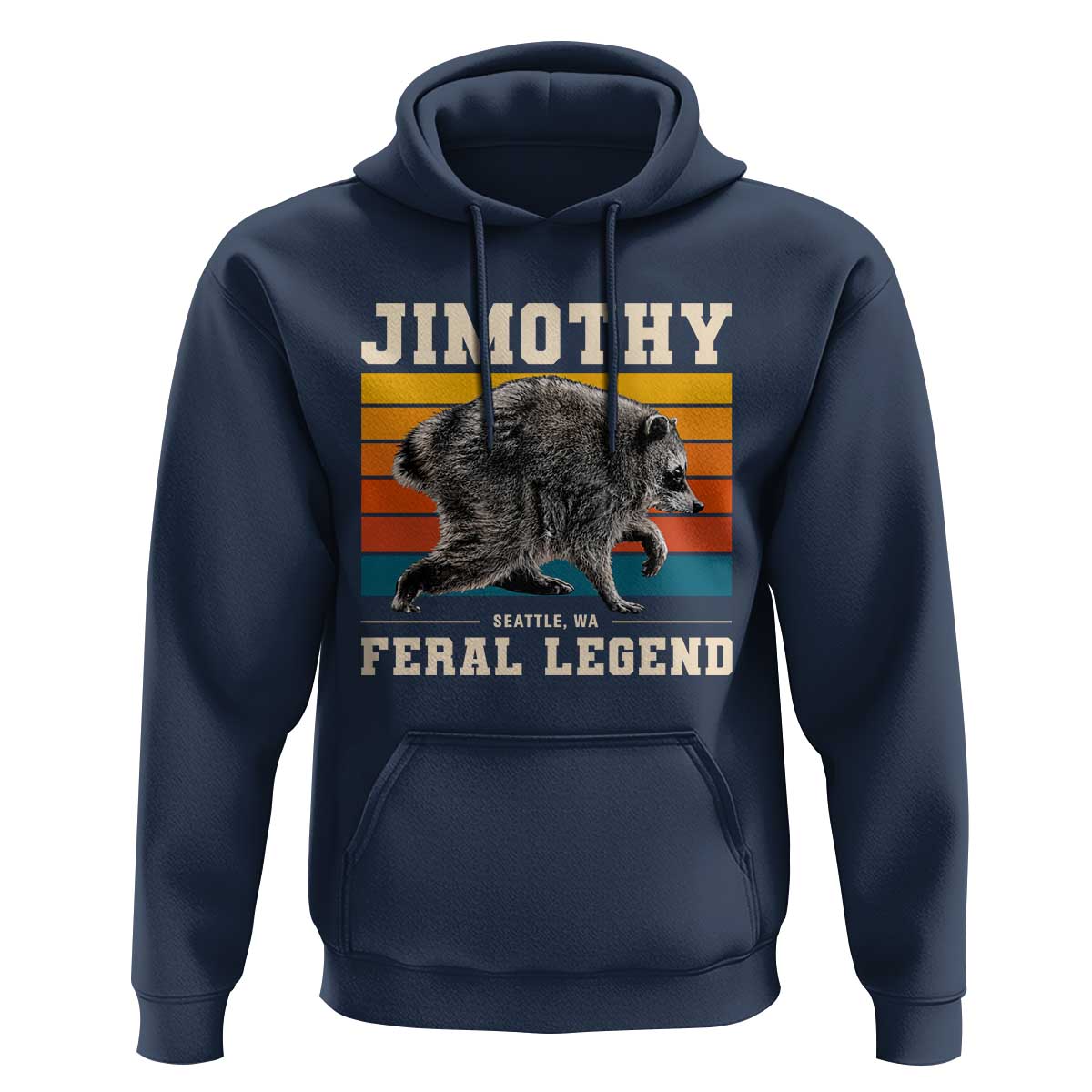 Jimothy from Seattle WA Feral Legend Raccoon Hoodie Viral Trash Panda Retro Sunset Strip Graphic