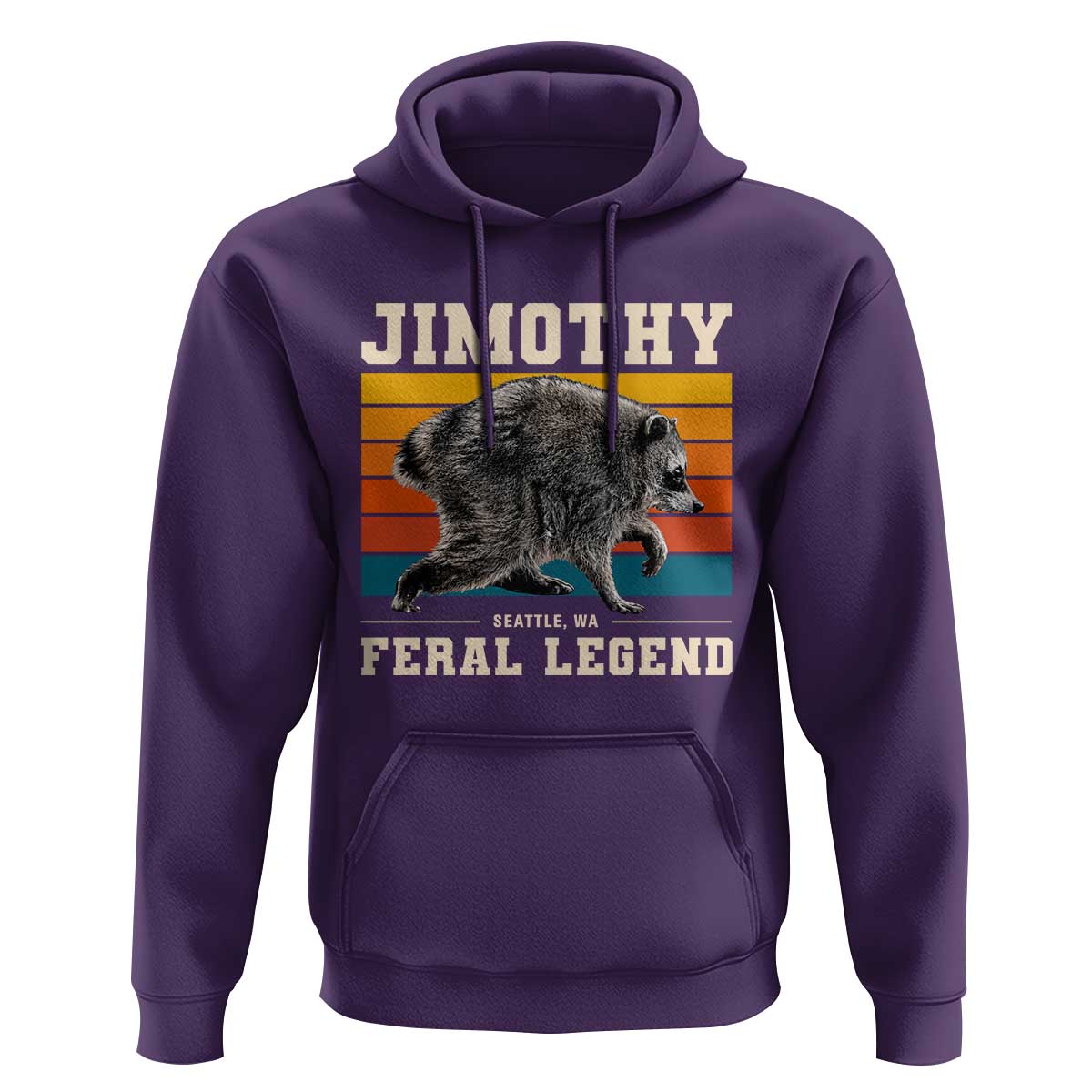 Jimothy from Seattle WA Feral Legend Raccoon Hoodie Viral Trash Panda Retro Sunset Strip Graphic