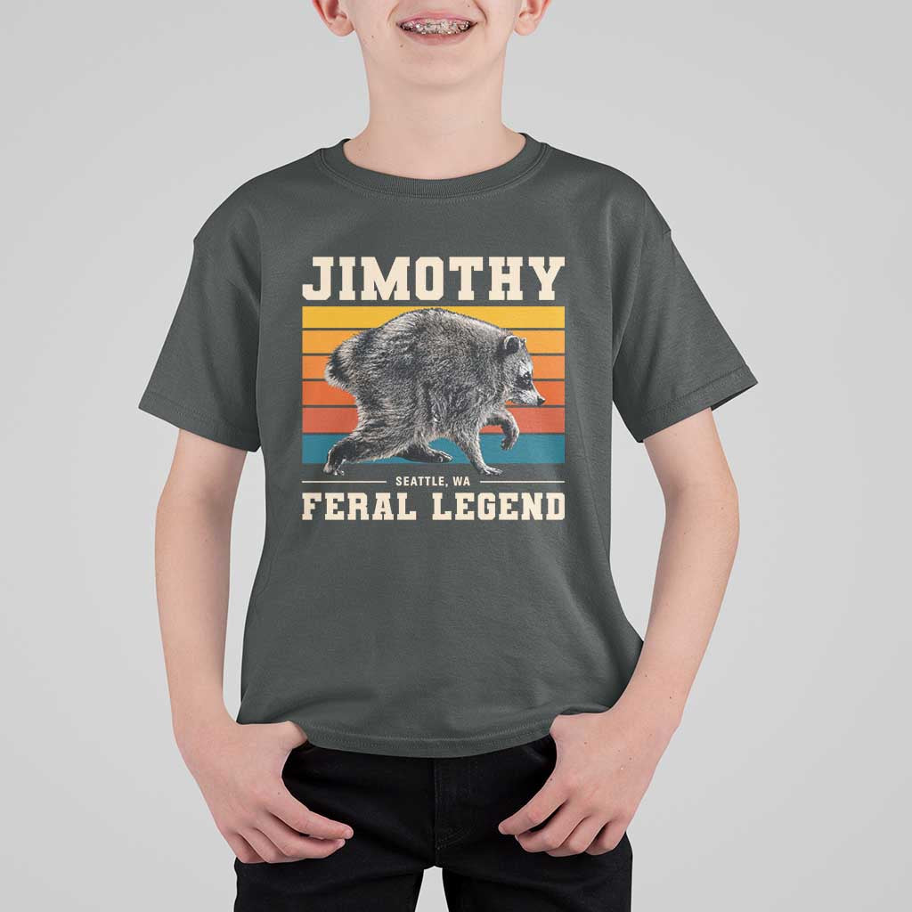 Jimothy from Seattle WA Feral Legend Raccoon T Shirt For Kid Viral Trash Panda Retro Sunset Strip Graphic