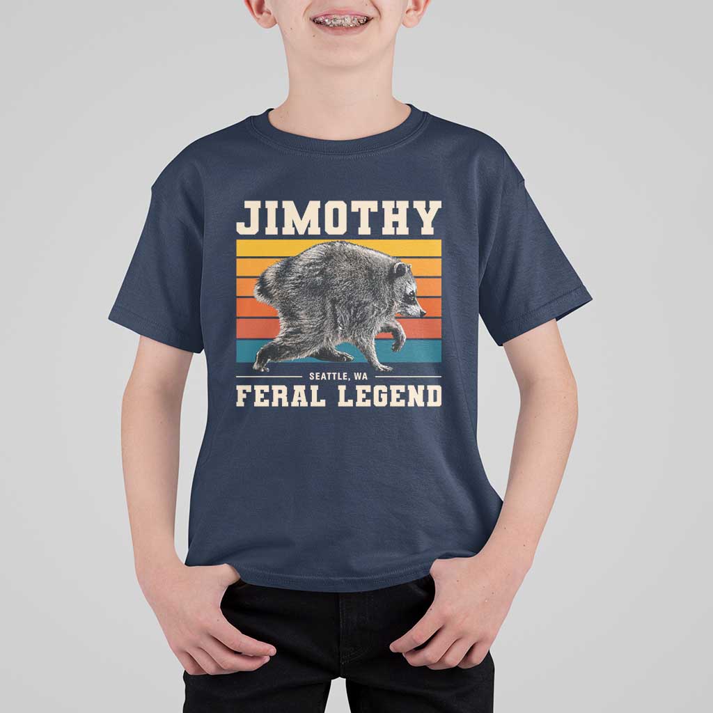 Jimothy from Seattle WA Feral Legend Raccoon T Shirt For Kid Viral Trash Panda Retro Sunset Strip Graphic