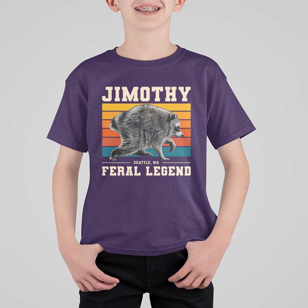 Jimothy from Seattle WA Feral Legend Raccoon T Shirt For Kid Viral Trash Panda Retro Sunset Strip Graphic