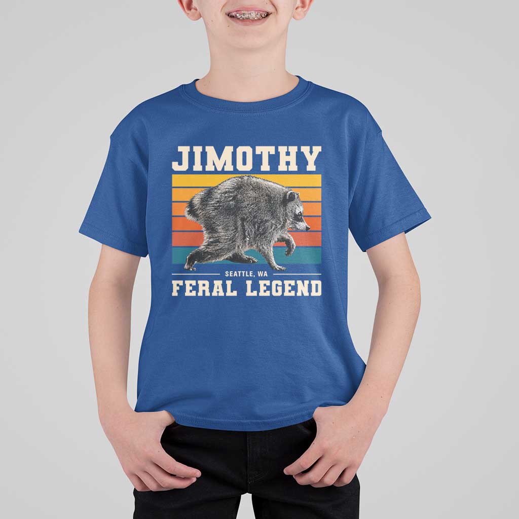 Jimothy from Seattle WA Feral Legend Raccoon T Shirt For Kid Viral Trash Panda Retro Sunset Strip Graphic