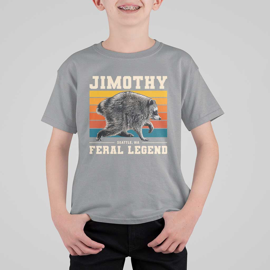 Jimothy from Seattle WA Feral Legend Raccoon T Shirt For Kid Viral Trash Panda Retro Sunset Strip Graphic