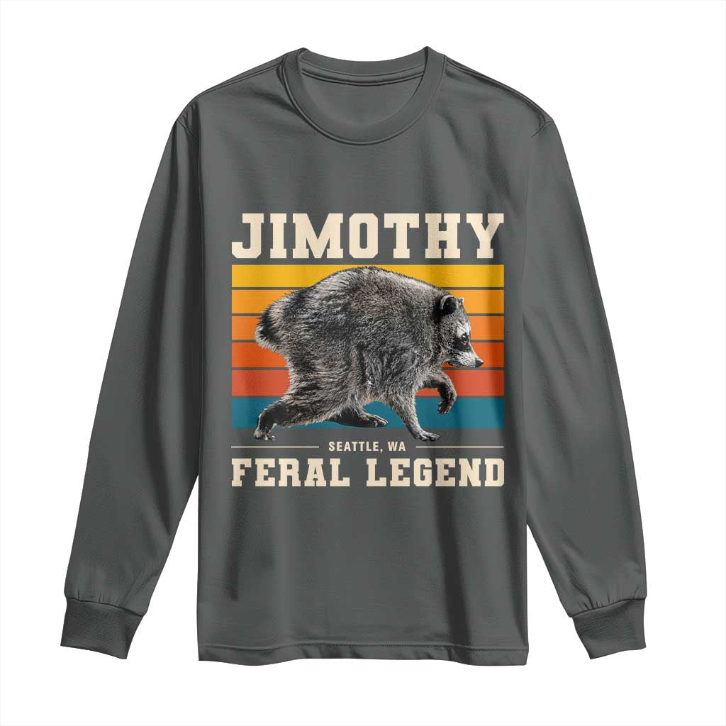 Jimothy from Seattle WA Feral Legend Raccoon Long Sleeve Shirt Viral Trash Panda Retro Sunset Strip Graphic