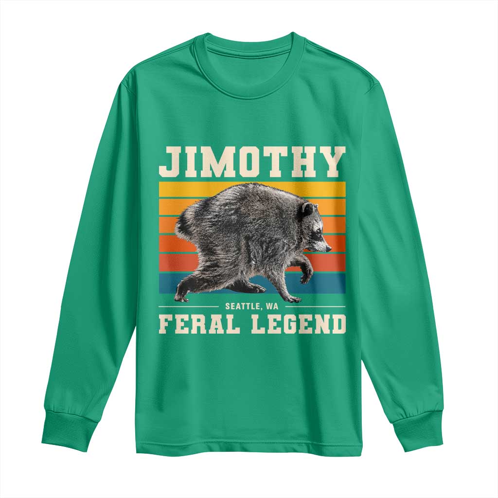 Jimothy from Seattle WA Feral Legend Raccoon Long Sleeve Shirt Viral Trash Panda Retro Sunset Strip Graphic