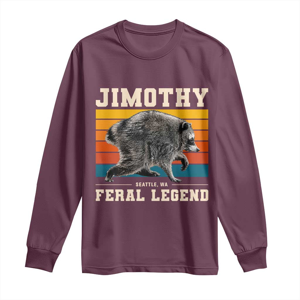 Jimothy from Seattle WA Feral Legend Raccoon Long Sleeve Shirt Viral Trash Panda Retro Sunset Strip Graphic