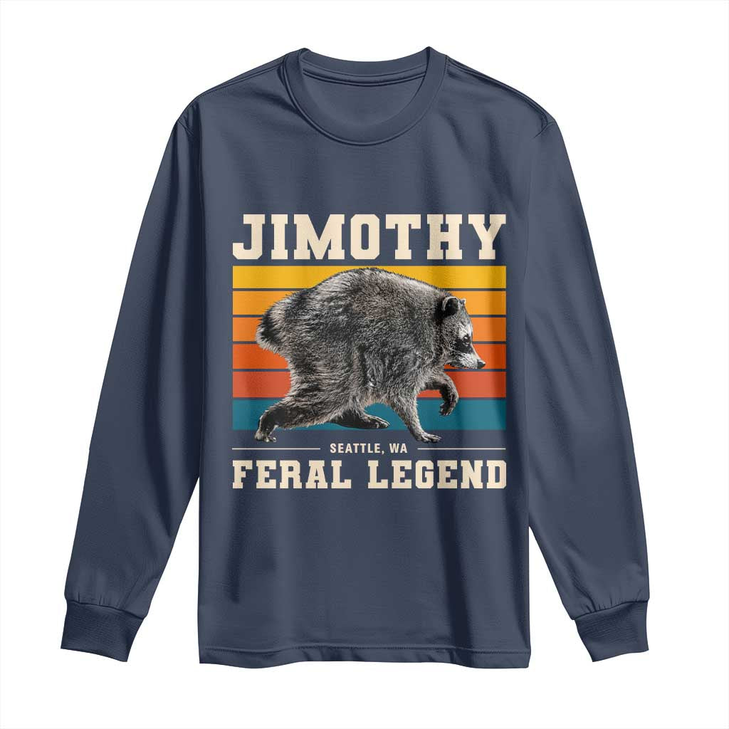 Jimothy from Seattle WA Feral Legend Raccoon Long Sleeve Shirt Viral Trash Panda Retro Sunset Strip Graphic