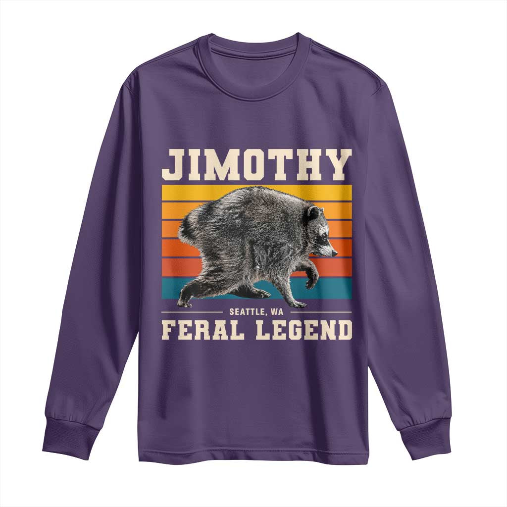 Jimothy from Seattle WA Feral Legend Raccoon Long Sleeve Shirt Viral Trash Panda Retro Sunset Strip Graphic