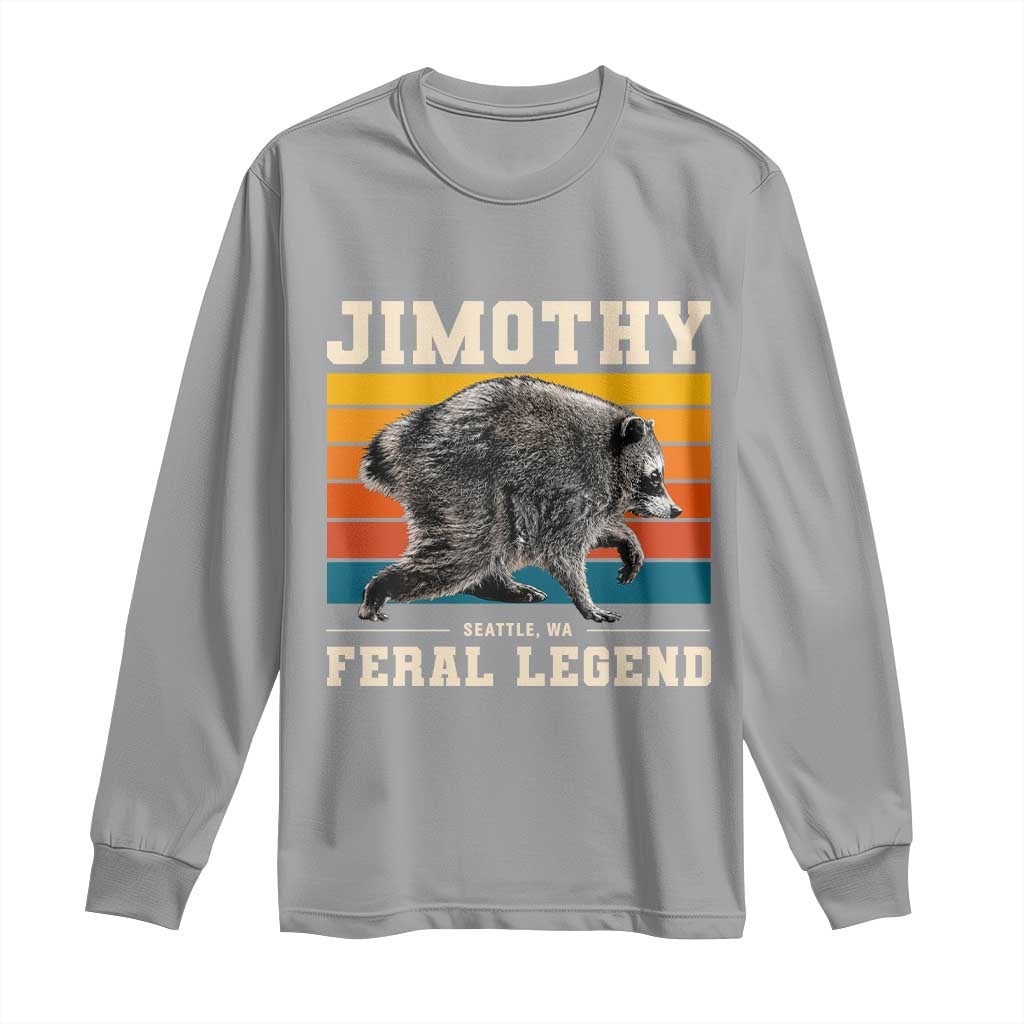 Jimothy from Seattle WA Feral Legend Raccoon Long Sleeve Shirt Viral Trash Panda Retro Sunset Strip Graphic