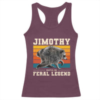 Jimothy from Seattle WA Feral Legend Raccoon Racerback Tank Top Viral Trash Panda Retro Sunset Strip Graphic
