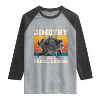 Jimothy from Seattle WA Feral Legend Raccoon Raglan Shirt Viral Trash Panda Retro Sunset Strip Graphic