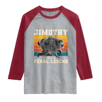 Jimothy from Seattle WA Feral Legend Raccoon Raglan Shirt Viral Trash Panda Retro Sunset Strip Graphic