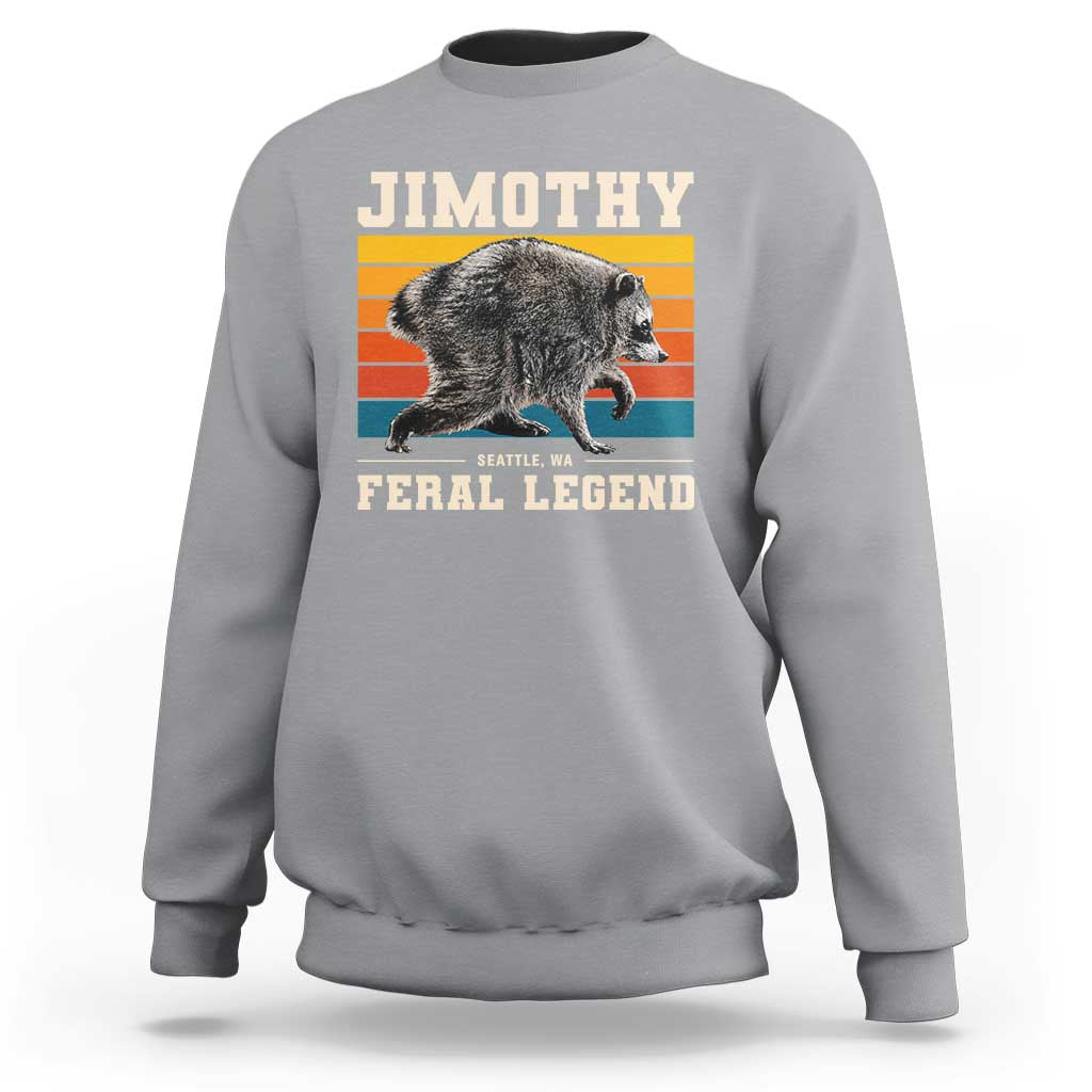 Jimothy from Seattle WA Feral Legend Raccoon Sweatshirt Viral Trash Panda Retro Sunset Strip Graphic