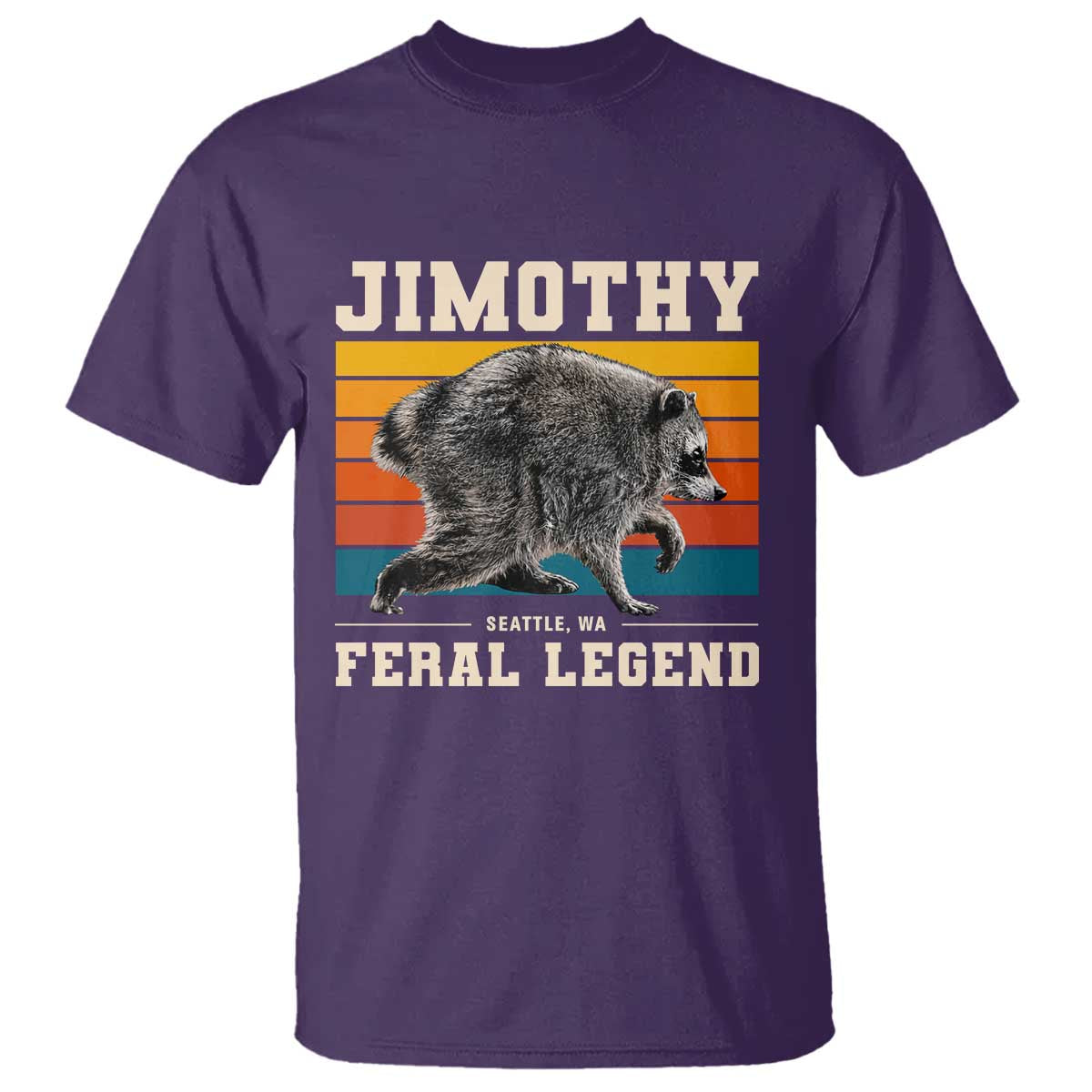 Jimothy from Seattle WA Feral Legend Raccoon T Shirt Viral Trash Panda Retro Sunset Strip Graphic