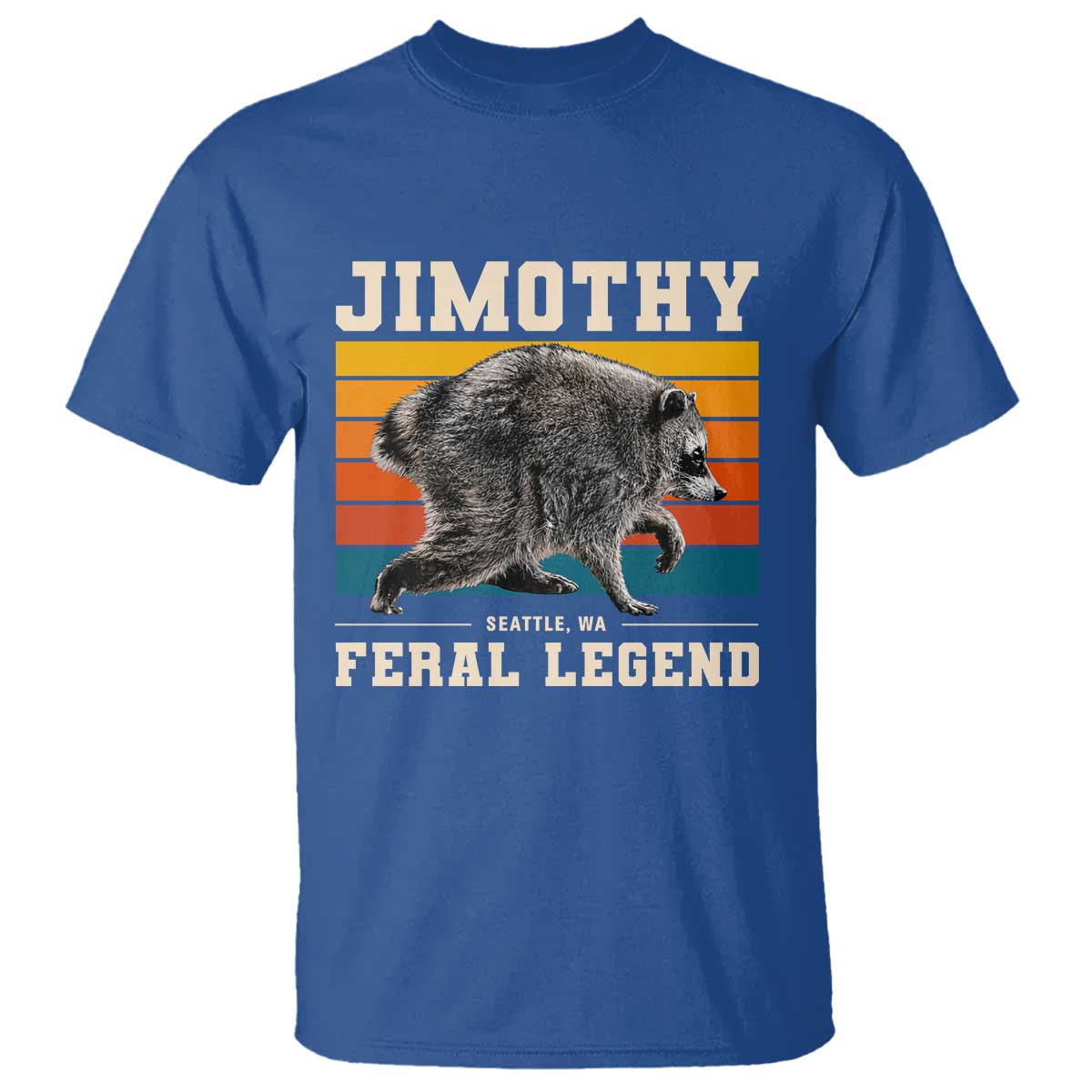 Jimothy from Seattle WA Feral Legend Raccoon T Shirt Viral Trash Panda Retro Sunset Strip Graphic
