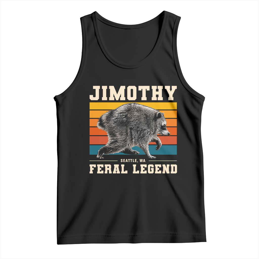 Jimothy from Seattle WA Feral Legend Raccoon Tank Top Viral Trash Panda Retro Sunset Strip Graphic