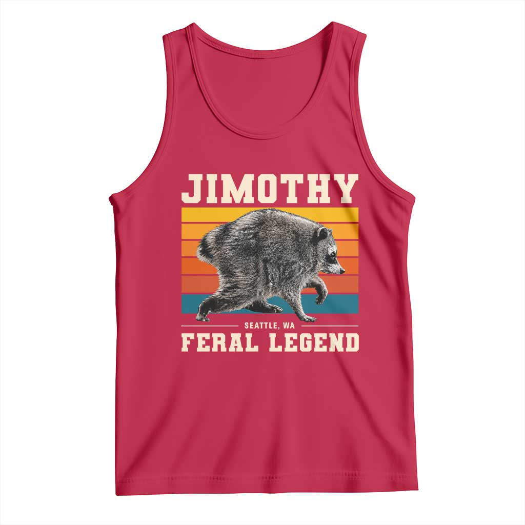 Jimothy from Seattle WA Feral Legend Raccoon Tank Top Viral Trash Panda Retro Sunset Strip Graphic