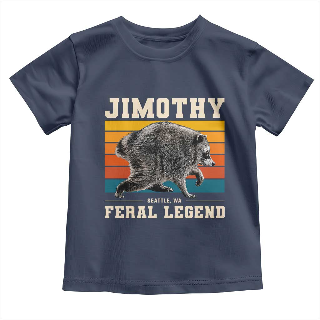 Jimothy from Seattle WA Feral Legend Raccoon Toddler T Shirt Viral Trash Panda Retro Sunset Strip Graphic