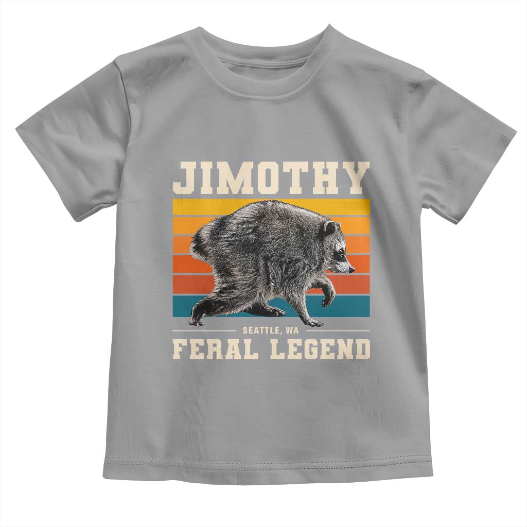 Jimothy from Seattle WA Feral Legend Raccoon Toddler T Shirt Viral Trash Panda Retro Sunset Strip Graphic