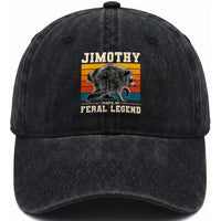 Jimothy from Seattle WA Feral Legend Raccoon Washed Cotton Baseball Cap Viral Trash Panda Retro Sunset Strip Graphic