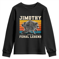 Jimothy from Seattle WA Feral Legend Raccoon Youth Sweatshirt Viral Trash Panda Retro Sunset Strip Graphic