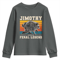 Jimothy from Seattle WA Feral Legend Raccoon Youth Sweatshirt Viral Trash Panda Retro Sunset Strip Graphic