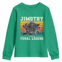 Jimothy from Seattle WA Feral Legend Raccoon Youth Sweatshirt Viral Trash Panda Retro Sunset Strip Graphic