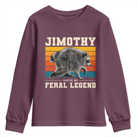 Jimothy from Seattle WA Feral Legend Raccoon Youth Sweatshirt Viral Trash Panda Retro Sunset Strip Graphic