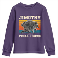 Jimothy from Seattle WA Feral Legend Raccoon Youth Sweatshirt Viral Trash Panda Retro Sunset Strip Graphic