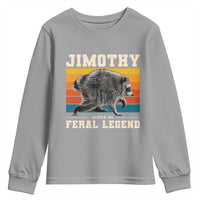 Jimothy from Seattle WA Feral Legend Raccoon Youth Sweatshirt Viral Trash Panda Retro Sunset Strip Graphic