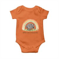 Cute Viral Raccoon Positive Quote Baby Onesie Different Is Beautiful Pastel Rainbow Graphic