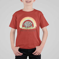 Cute Viral Raccoon Positive Quote T Shirt For Kid Different Is Beautiful Pastel Rainbow Graphic