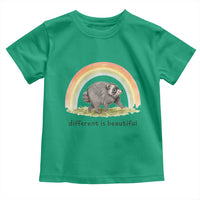 Cute Viral Raccoon Positive Quote Toddler T Shirt Different Is Beautiful Pastel Rainbow Graphic