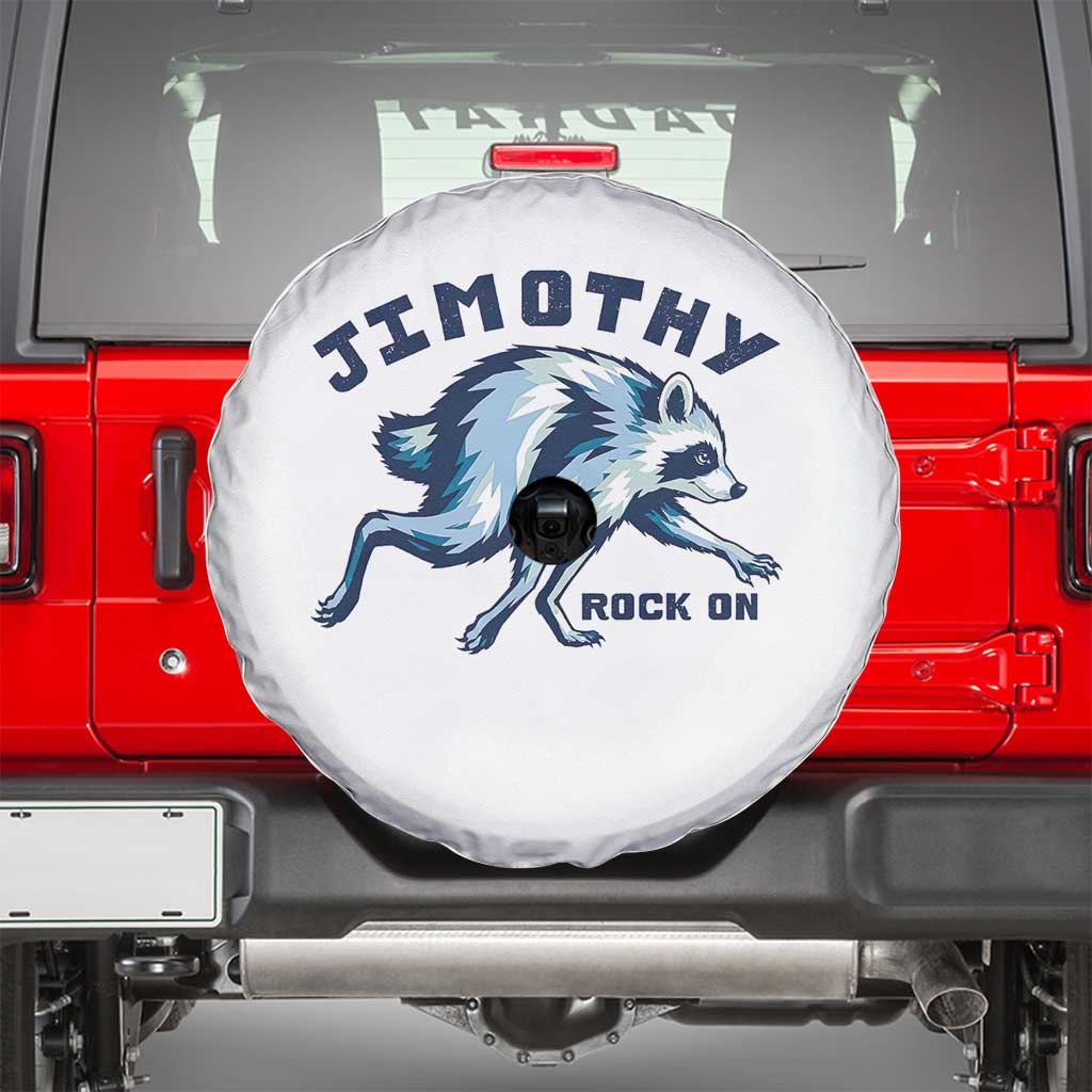 Rock On Jimothy the Raccoon Blue Graphic Spare Tire Cover Vintage Viral Seattle Trash Panda