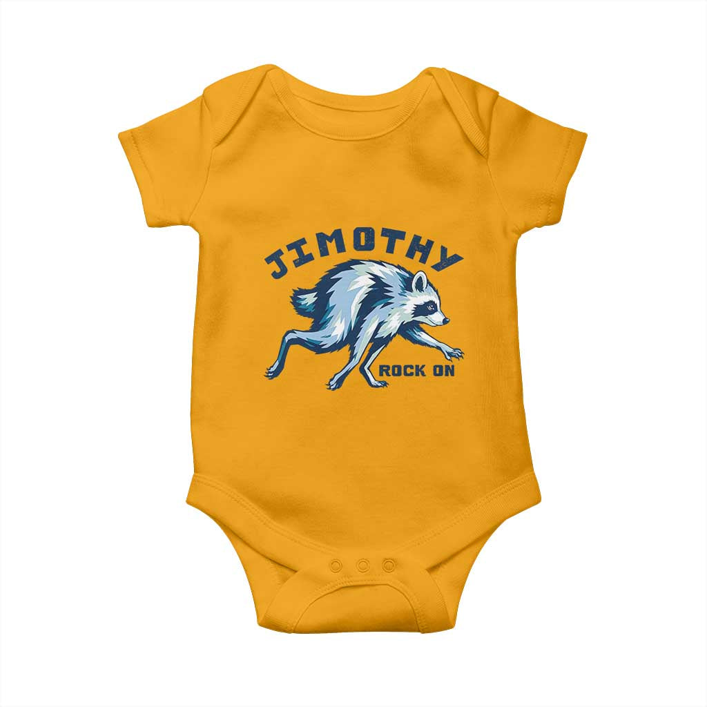 Rock On Jimothy the Raccoon Blue Graphic Baby Onesie Vintage Viral Seattle Trash Panda