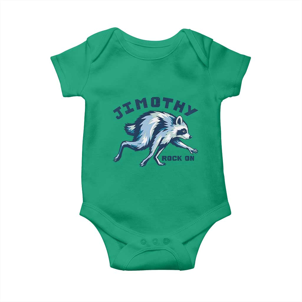 Rock On Jimothy the Raccoon Blue Graphic Baby Onesie Vintage Viral Seattle Trash Panda