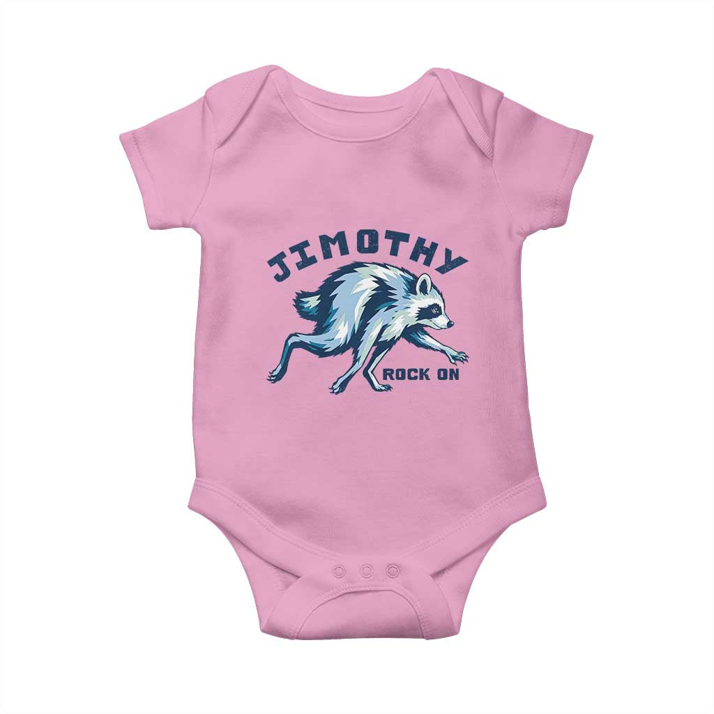 Rock On Jimothy the Raccoon Blue Graphic Baby Onesie Vintage Viral Seattle Trash Panda