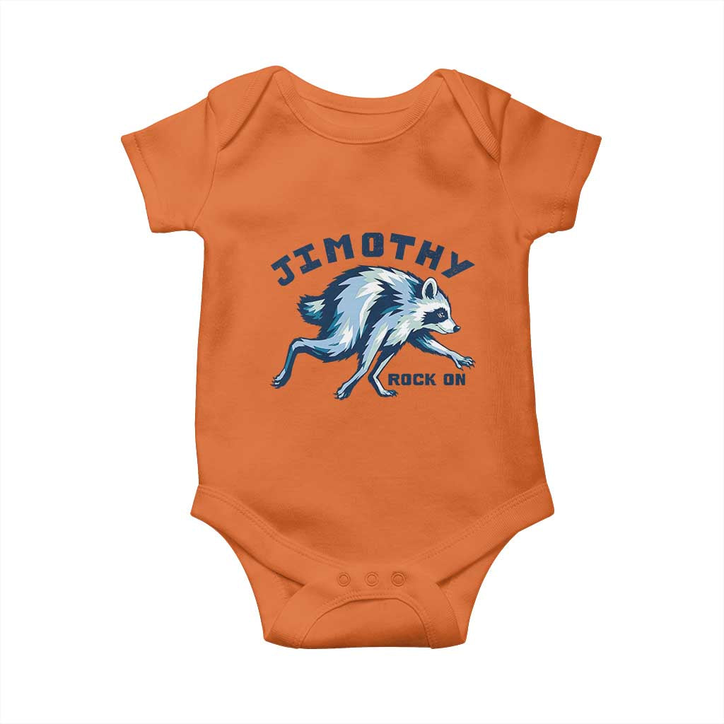 Rock On Jimothy the Raccoon Blue Graphic Baby Onesie Vintage Viral Seattle Trash Panda