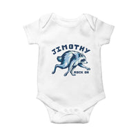 Rock On Jimothy the Raccoon Blue Graphic Baby Onesie Vintage Viral Seattle Trash Panda