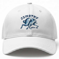 Rock On Jimothy the Raccoon Blue Graphic Baseball Cap Vintage Viral Seattle Trash Panda