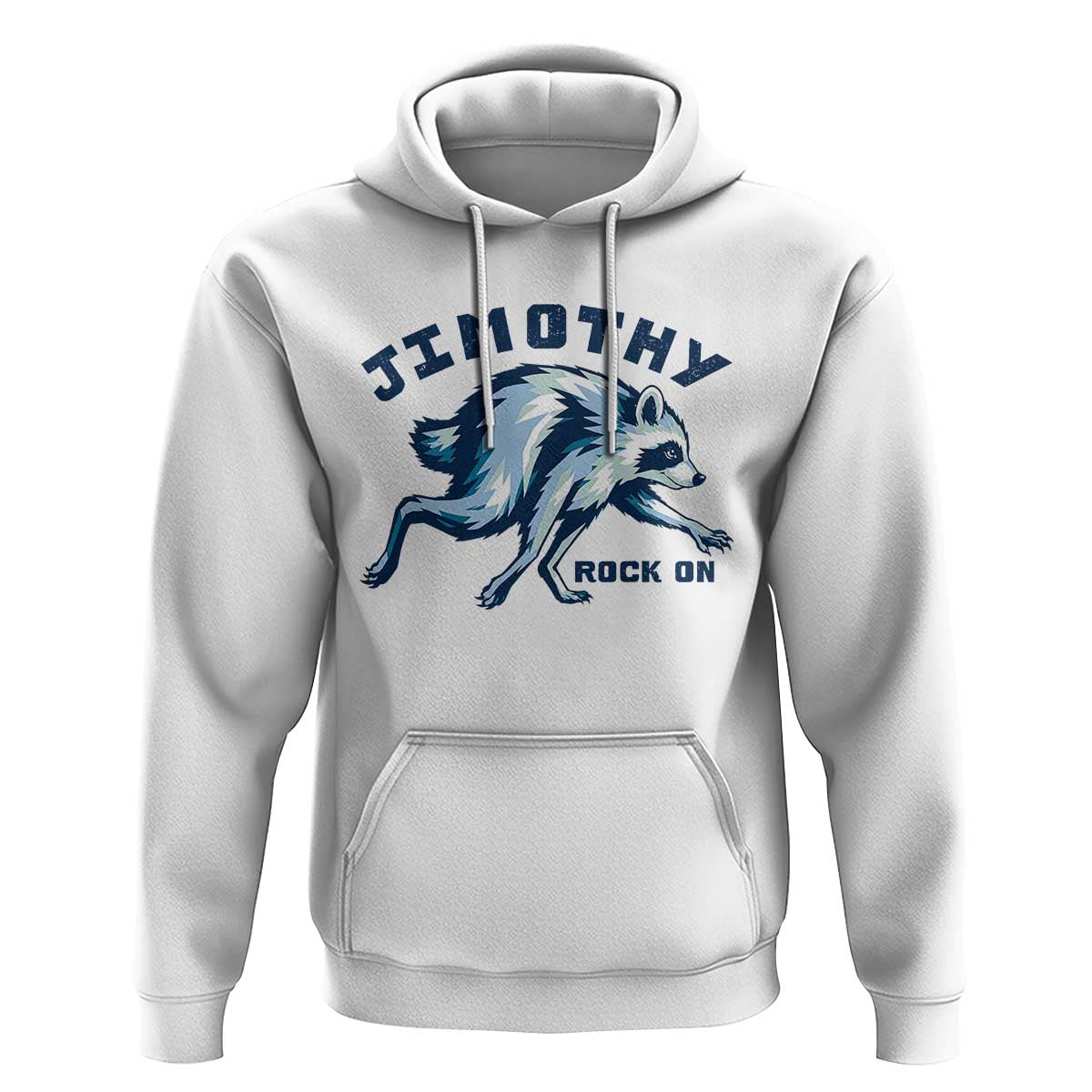 Rock On Jimothy the Raccoon Blue Graphic Hoodie Vintage Viral Seattle Trash Panda