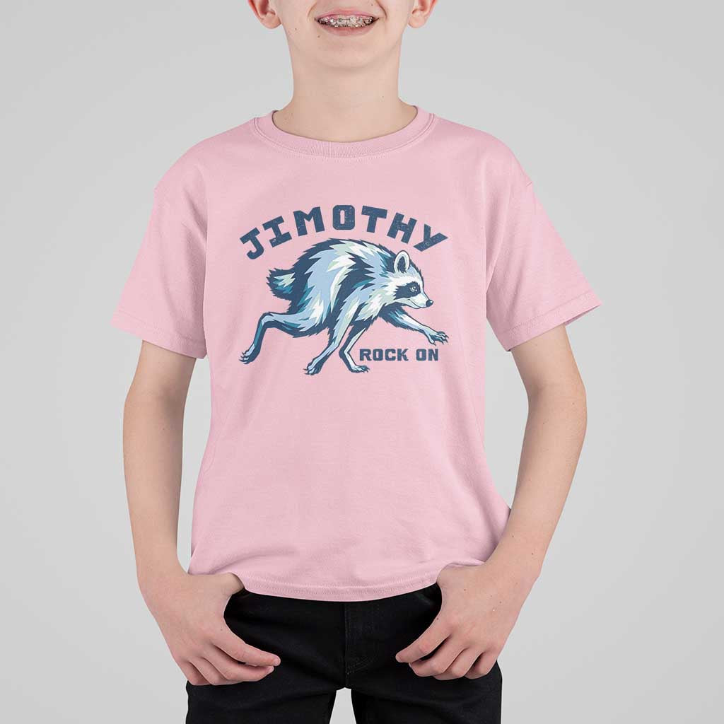 Rock On Jimothy the Raccoon Blue Graphic T Shirt For Kid Vintage Viral Seattle Trash Panda