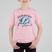 Rock On Jimothy the Raccoon Blue Graphic T Shirt For Kid Vintage Viral Seattle Trash Panda