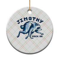 Rock On Jimothy the Raccoon Blue Graphic Ceramic Ornament Vintage Viral Seattle Trash Panda