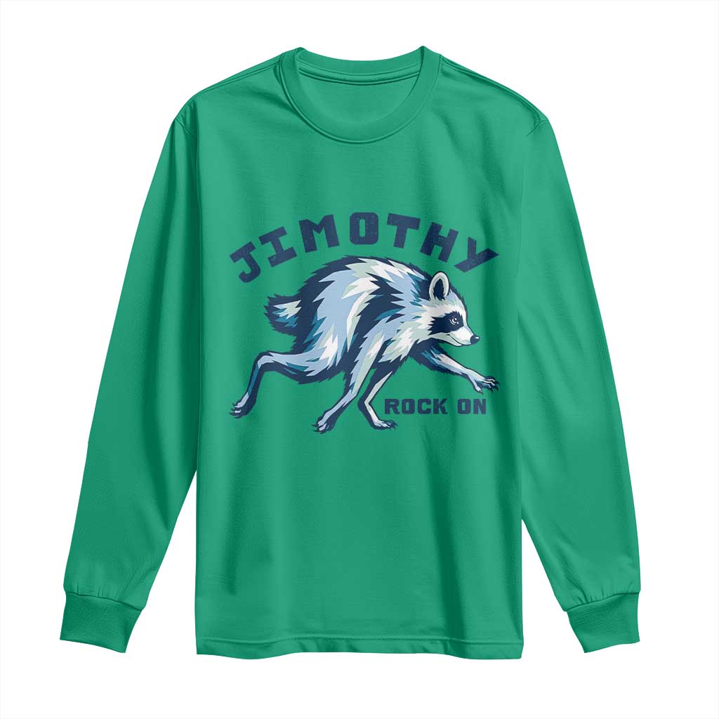 Rock On Jimothy the Raccoon Blue Graphic Long Sleeve Shirt Vintage Viral Seattle Trash Panda