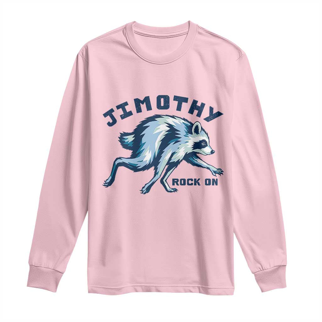 Rock On Jimothy the Raccoon Blue Graphic Long Sleeve Shirt Vintage Viral Seattle Trash Panda
