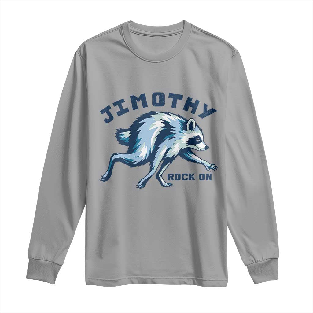 Rock On Jimothy the Raccoon Blue Graphic Long Sleeve Shirt Vintage Viral Seattle Trash Panda